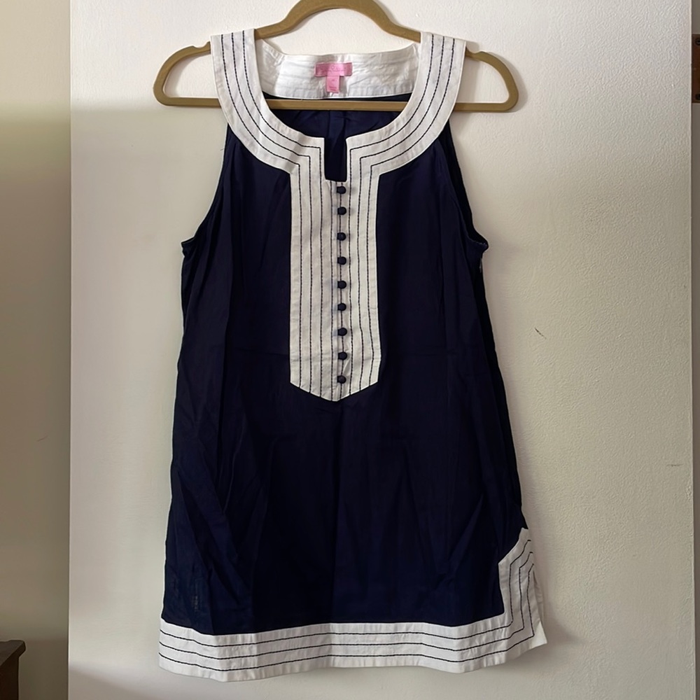 Lilly Pulitzer Size 14 Cotton Linen Blend Sleeveless Tunic Blouse